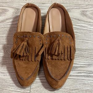 Suede retro tassel slip on loafers